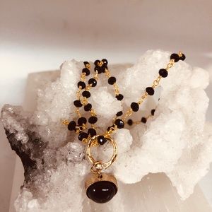 Onyx  Rondelle Rosary Beads Chain  Onxy Gem Bead.